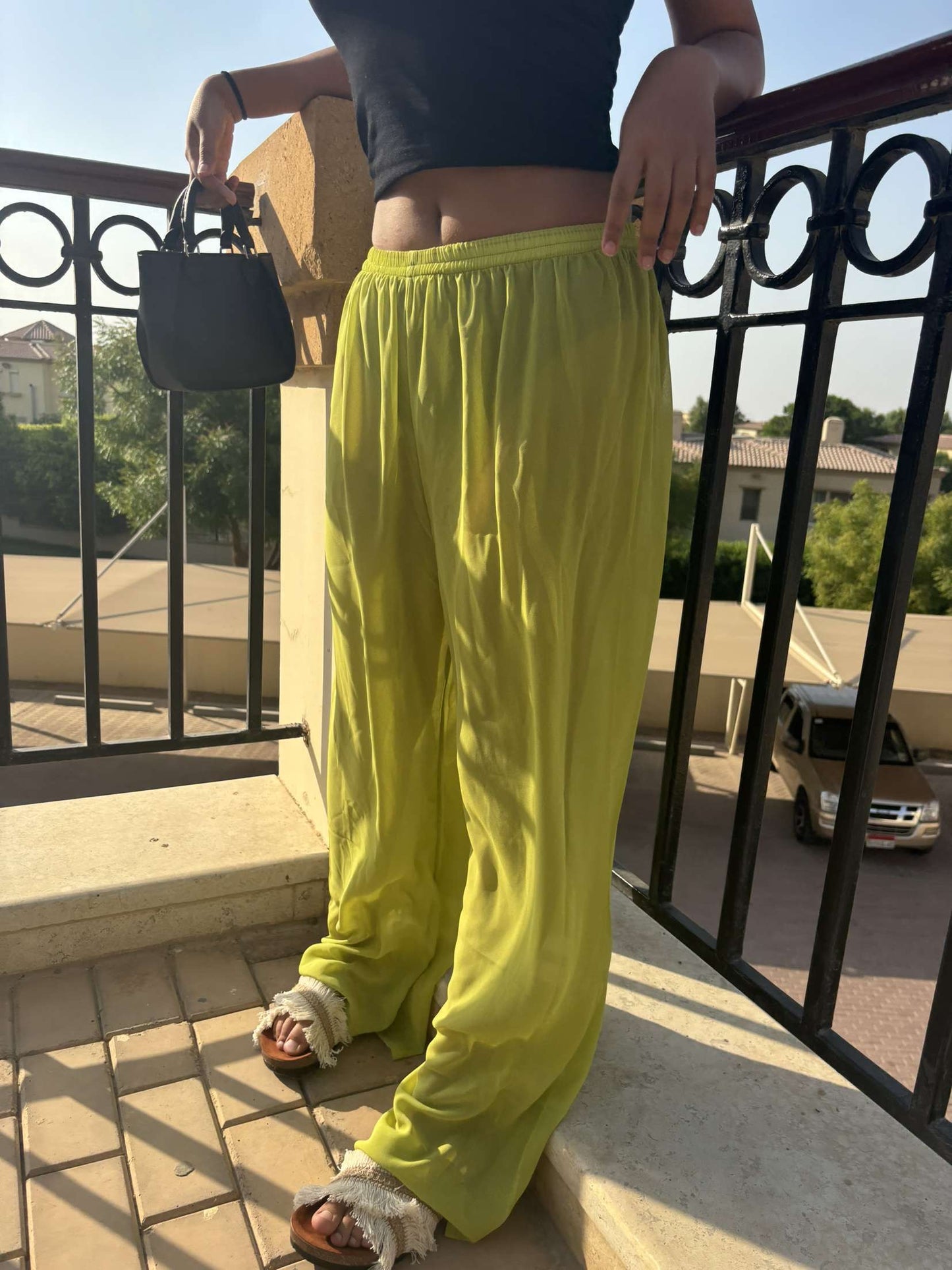 Lime Green Chiffon Cover Up Pants