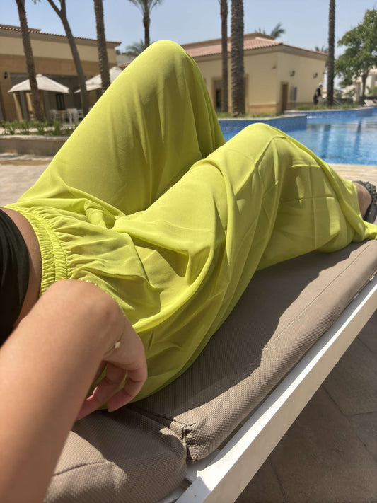 Lime Green Chiffon Cover Up Pants