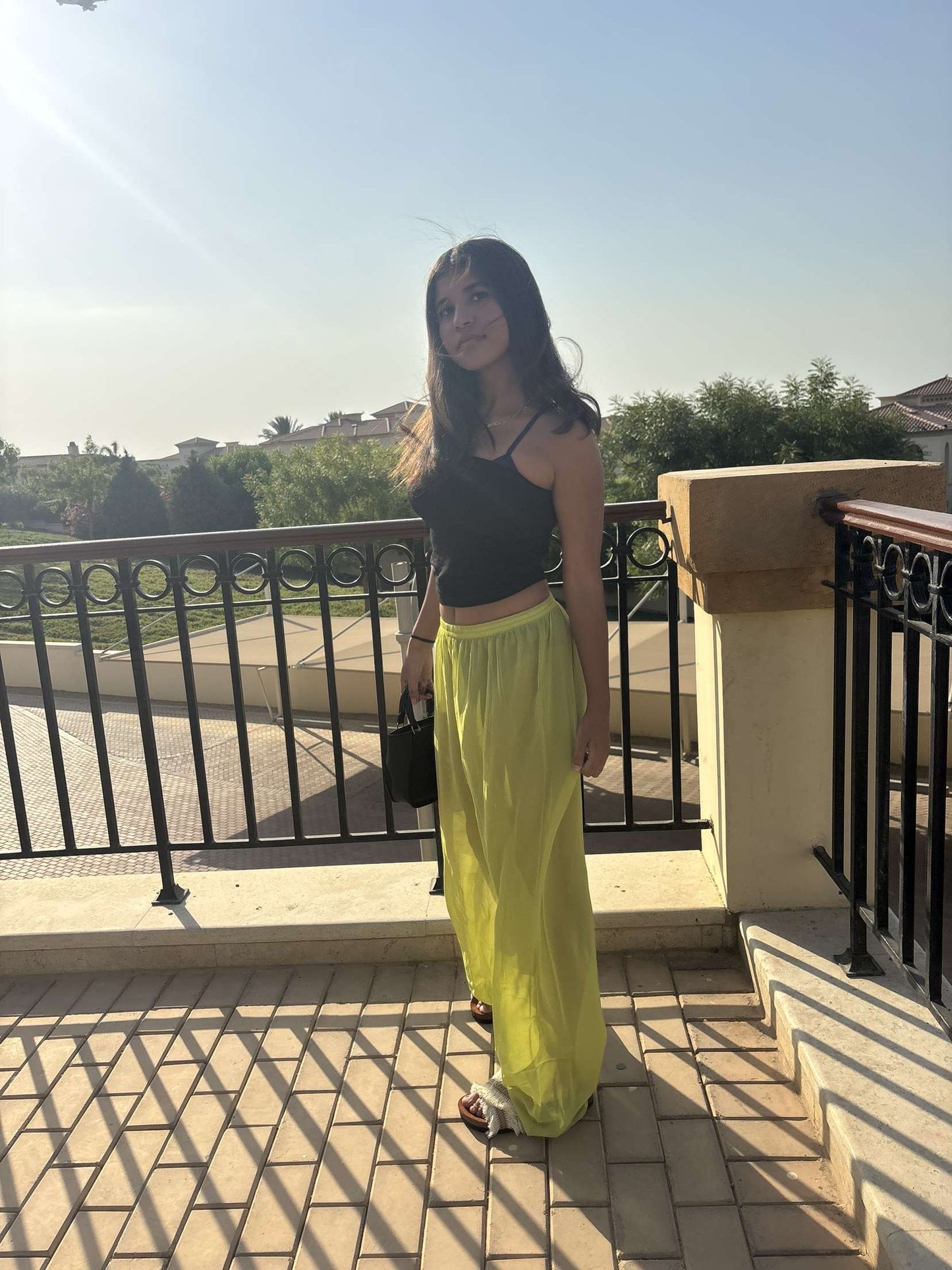 Lime Green Chiffon Cover Up Pants